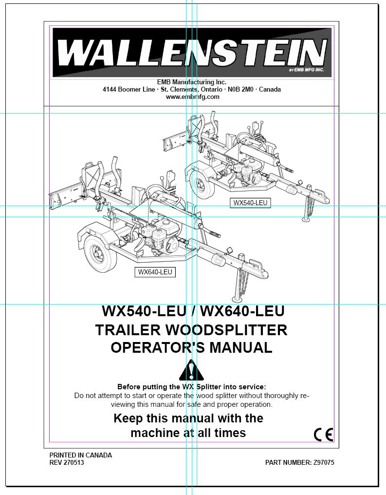 WX0-LEU Splitter Parts Manual WALLENSTEIN by EMB Mfg.
