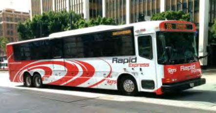 Rapid: Branded for Rapid service with passenger amenities similar to MTS standard buses. These are assigned to TransNet-funded Rapid routes that operate primarily on surface streets.
