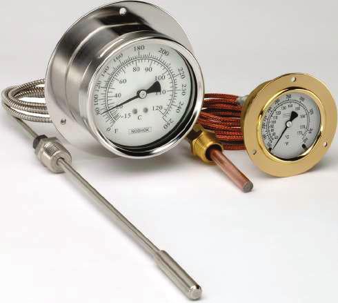 Dial Indicating Thermometers Vapor Actuated Remote 300/400/600 700/900 increasing pressure in the Bourdon tube to activate the movement and pointer for proper indication 2-1/2", 4", 4-1/2" and 6"