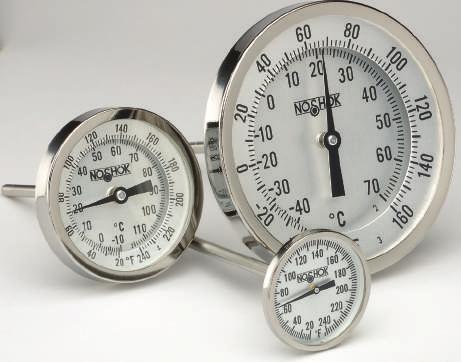 Dial Indicating Thermometers Bimetal, Industrial Type 100 Heavy-duty, industrial thermometer featuring a weather-resistant, tamper-proof case Accuracy: ±1% full scale, Grade A, ASME B40.