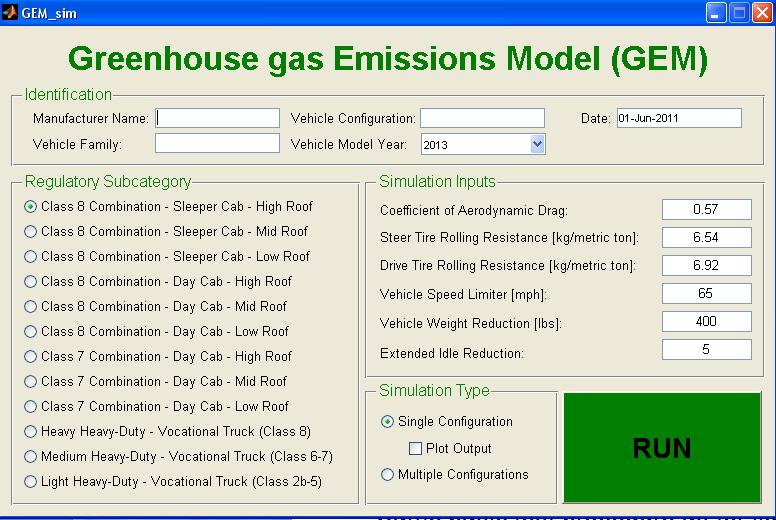 Phase 1 GEM The Greenhouse Gas Emission Model (GEM) is a vehicle simulation tool being used by all vehicle OEMs for demonstrating compliance for the U.S.