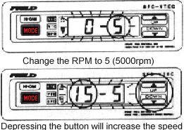 SFC-VTEC SFC-mode (fuel mapping) 3. 4. Every push on the MODE button will change the RPM.