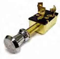 Second pull energizes both circuits Solid brass construction 3/8" mounting bushing 3 screw terminals For panels up to 1" thick Chrome
