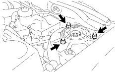 2. Remove the Front Strut Assemblies. (a) Remove the suspension support dust cover. 19mm socket & ratchet (b) Loosen the front support to front shock absorber nut (Fig. 2-1).