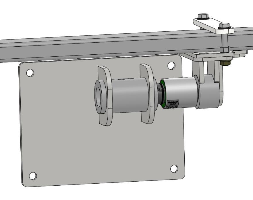 9. Install the right side base bracket (600498) onto the load cell, securing it to the load cell with a ¾ x 4 ½ Bolt and Lock Nut.