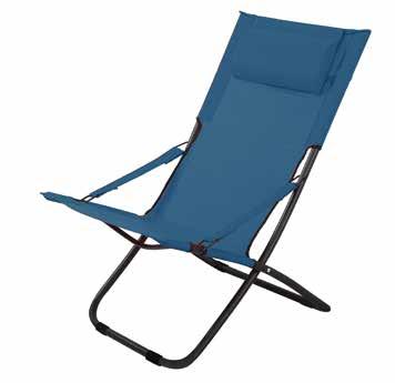 Foldable Chair Black powder coated steel frame Textilene fabric H 87 x W 61 x D 61cm Pillow headrest UK fire retardant Max weight