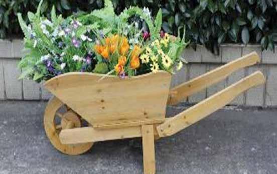 Wheelbarrow Planter Chinese fir H 40 x W 98 x D 39cm Wooden Wheelbarrow Planter: Code: