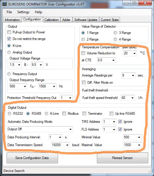 5. The rest of the settings are described in the user manual for the configuration software.