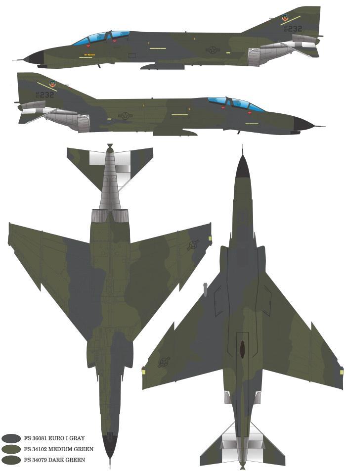 The Euro I scheme, as applied to the Phantom fleet. National insignias, serial numbers and stencils remained in black, warning labels were in color and squadron markings varied.