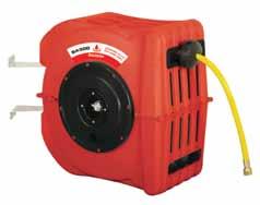 The Alemlube S Series SA300 and SA400 Air Hose Reels feature automatic and positive latching mechanisms that lock the hose at Economy Compact Air Hose Reels 504100 Spring Rewind Air and Water Hose