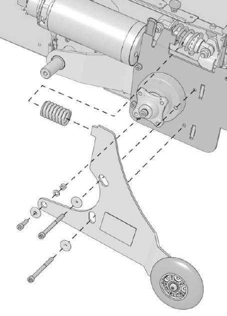Support wheel bracket Support wheel bracket Removal 1. Switch off the main power switch on the control panel. 2. Remove the rear wheel on the side in question. See the illustration above. 3.