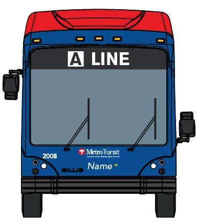 ) buses Curbside view / 60-foot vehicle Bold color to identify BRT approaching the station
