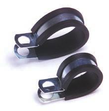 06 SUPPORT AND PROTECTIVE PRODUCTS RUBBER INSULATED STEEL CLAMPS Black EPDM extruded material reduces vibration and has excellent heat resistance G-60 galvanized steel is resistant to acids,
