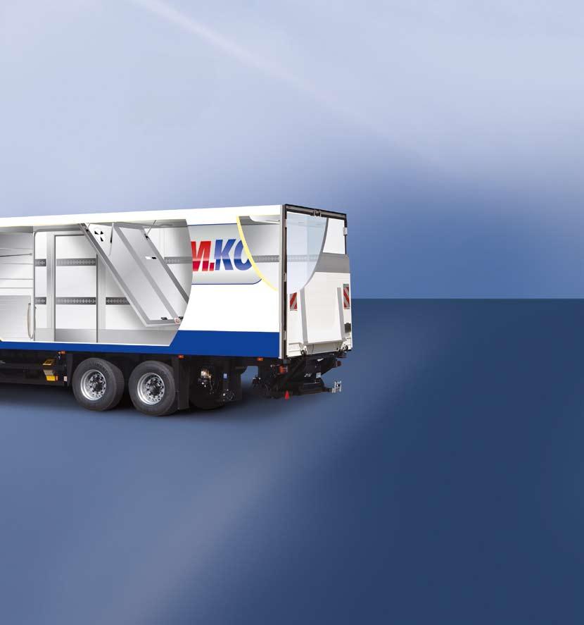 Flush inlaid rails for quick cargo shift protection The double deck model with individual height adjustment: for the secure transport of up to 33 additional pallets Additional roof evaporator for two