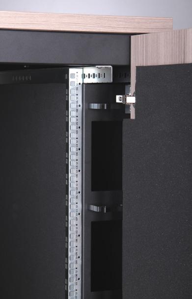 And a 32U vertical PDU can be housed. 42U cabinet, has at both sides 2pcs 19 PDU vertical assembly location. And a 42U vertical PDU can be housed.