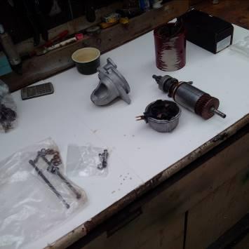 It takes 24 hours to full cure and once cured the assembly of the starter motor could be carried out.