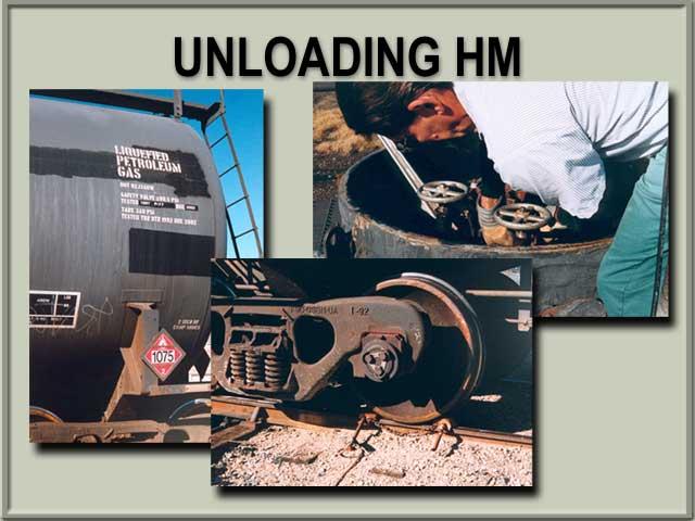 17 Unloading of a tank car must be performed by a reliable person who has been trained and is responsible for the safe unloading. Brakes must be set and the wheels blocked on all cars being unloaded.