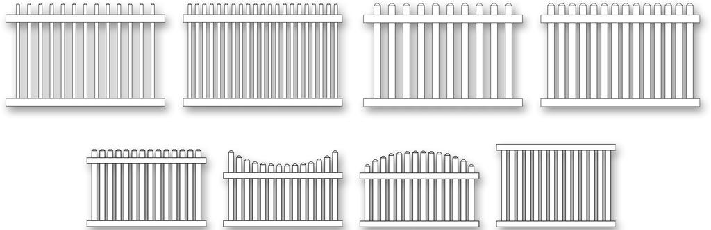 Vinyl Picket Fencing, Posts & Hardware Pricing Style 3A Style 3B Style 3C Style 3D 1 1/2 Sq. Picket x 3 1/2 Gap 1 1/2 Sq.