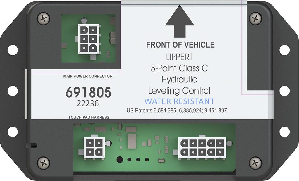 Fig. 20 Controller and Touch Pad Installation The Lippert Components, Inc. LCI4A3LCD Hydraulic Leveling System wiring is a "plug and play" leveling system.