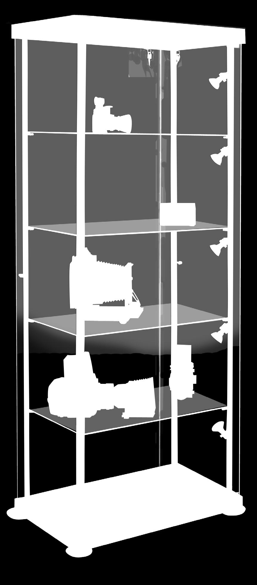 The cabinet stands on 4 adjustable feet, enabling the cabinet