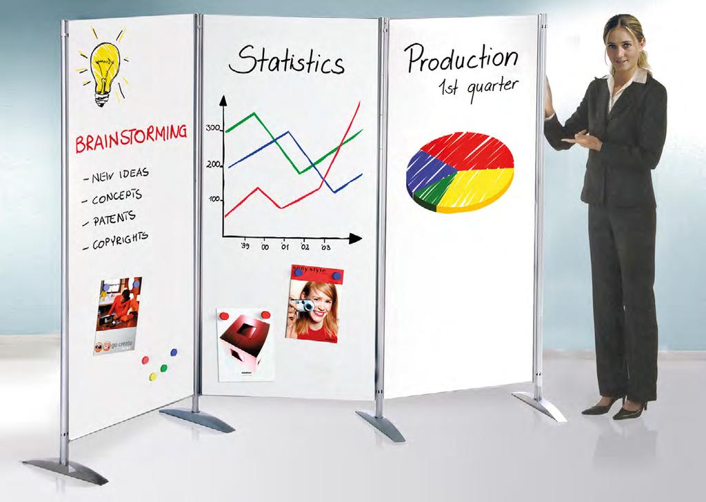 Presentation screens Metropol 3 Whiteboard for individual marking (is also magnetic) For moderation and presentation.