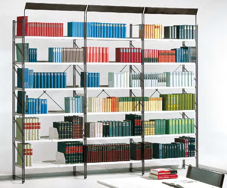 Library shelving Libra Slot-in information fascia panel 00 mm high. Normal shelves and angled shelves are adjustable in height in 0 mm intervals. 7 Shelving in width options, utilizing room space.
