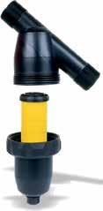 SPECIFICATIONS Operational Recommended pressure range: 5 142 psi Flow Rate: 5 80 gpm 3 /4 and 1 screen filters are available in small- and large-size bodies Body and cap constructed of nylon Locking