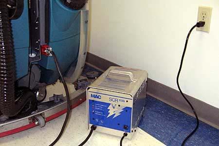 USING AN OFF- BOARD BATTERY CHARGER (OPTION) FOR SAFETY: When servicing machine, the use of incompatible battery chargers may damage battery packs and potentially cause a fire hazard.