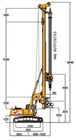 TR160D -Rotary Drilling Rig Dimensions The TR160D rotary drilling rig has an operating weight of approx 52 ton.