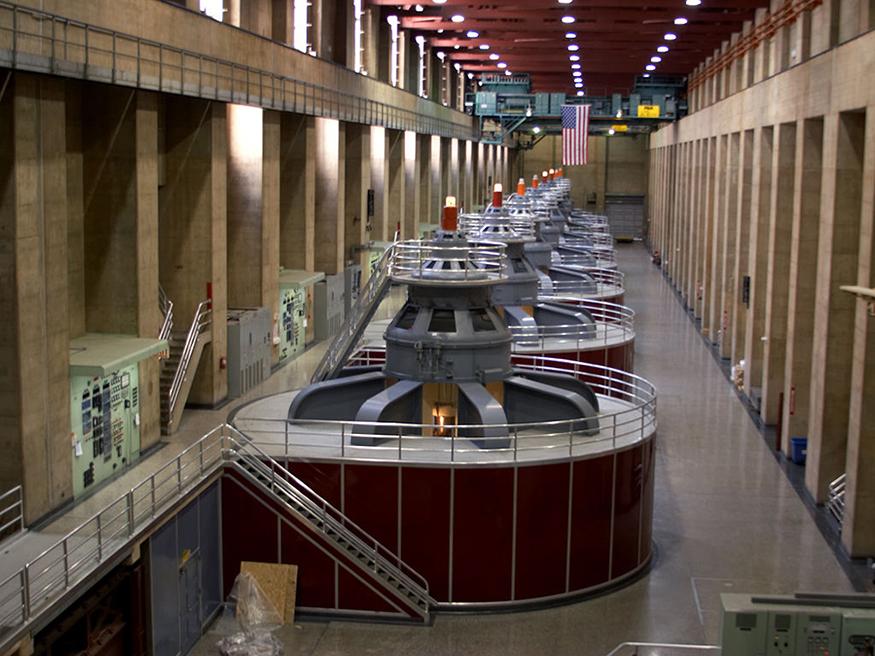 OpenStax-CNX module: m42714 12 Figure 5: Hydroelectric generators at the Hoover dam. (credit: Jon Sullivan) Exercise 27 (Solution on p. 15.) (a) Assuming 95.