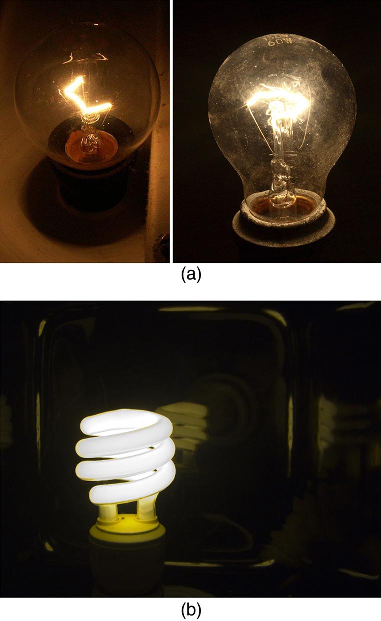 OpenStax-CNX module: m42714 2 Figure 1: (a) Which of these lightbulbs, the 25-W bulb (upper left) or the 60-W bulb (upper right), has the higher resistance? Which draws more current?