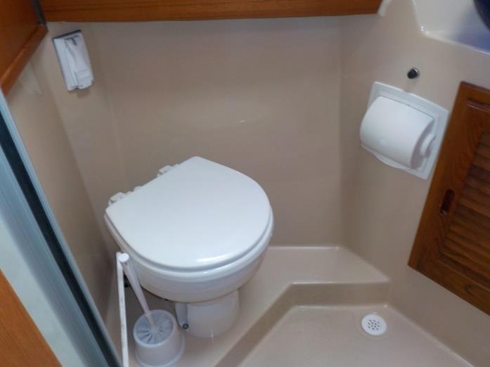 HEAD: the vessel is equipped with an electric marine toilet with a plastic holding tank, ITT