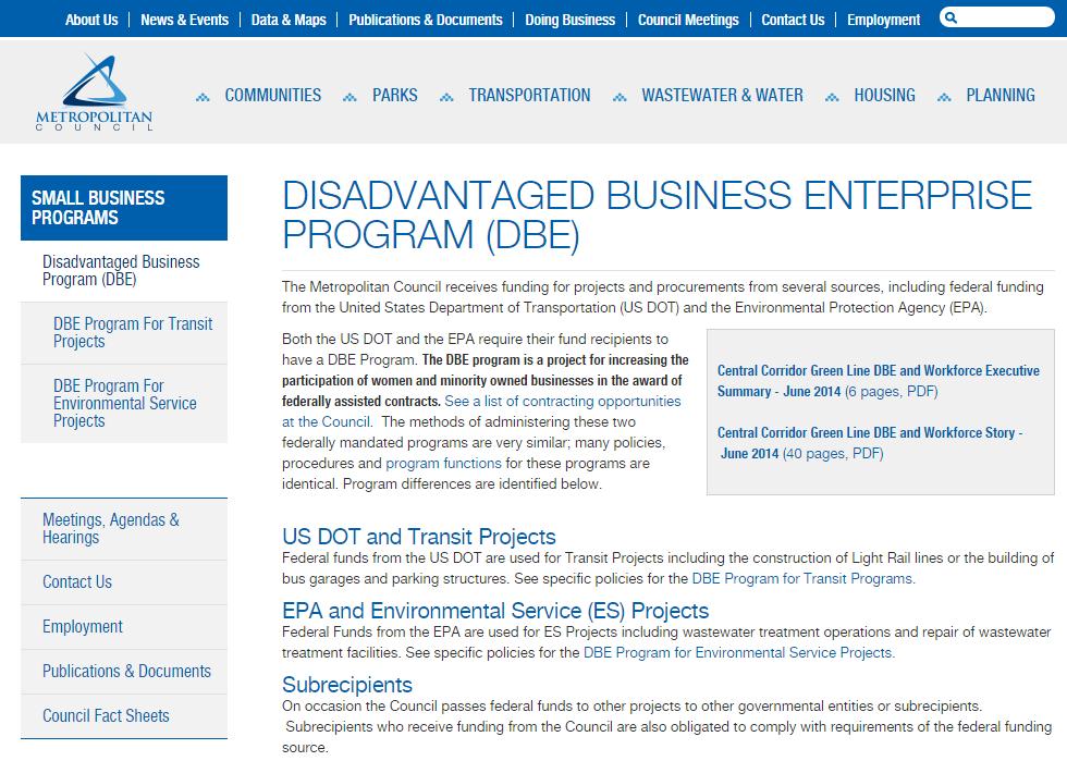 6 Visit us online at DBE from previous page try. Also, ownership must be at least 51 percent minority or female.
