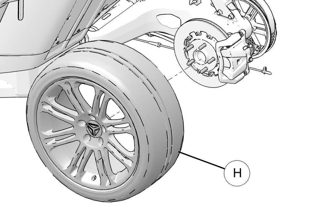 Hand tighten five lug nuts t, ensuring the wheel hub face is mated to the axle hub face.