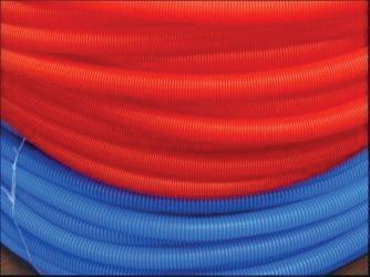 3.) Corrugated Conduit Corrugated Conduit is a flexible conduit which can be used in a host of different applica ons and add extra protec on also indicates the PEX pipe if it s hot (red) & cold