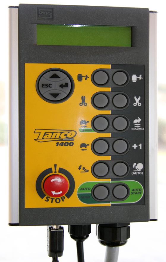 7. Machine Setup 1500 Control Box The control unit consists of the emergency stop button, a control cable, a fuse and a battery cable.