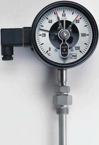 Stem Thermometers accoring to DIN 16205 The measuring system of the gas pressure thermometer comprises probe, capillary tube an Bouron tube in a casing. These parts form a unit.