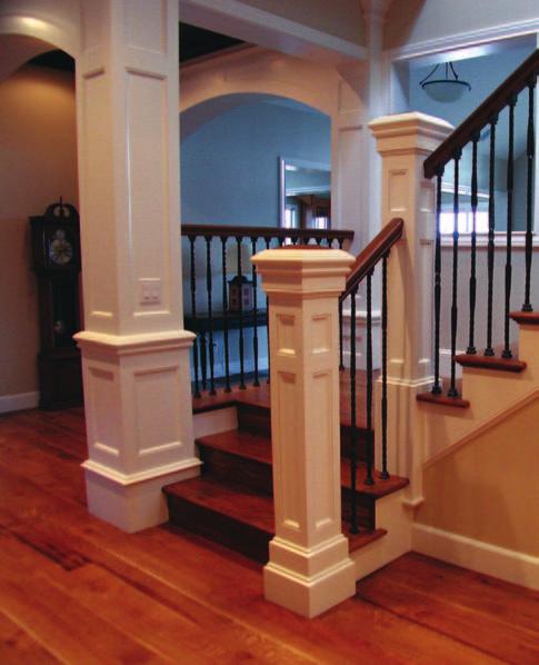 Custom stain grade box newel and stain grade rail with