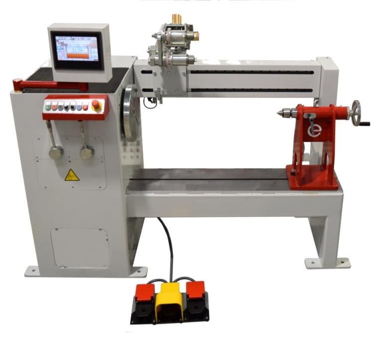 Ltd E-900 SGB WINDING MACHINE Medium-sized bench Winding Machine. Equipped with: - Traverse head Sturdy base - constructed from welded steel for strength and durability. Face plate.