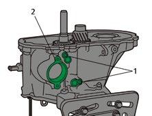 29 Install and securely screw (arrows) in the selector shaft with lever (1).