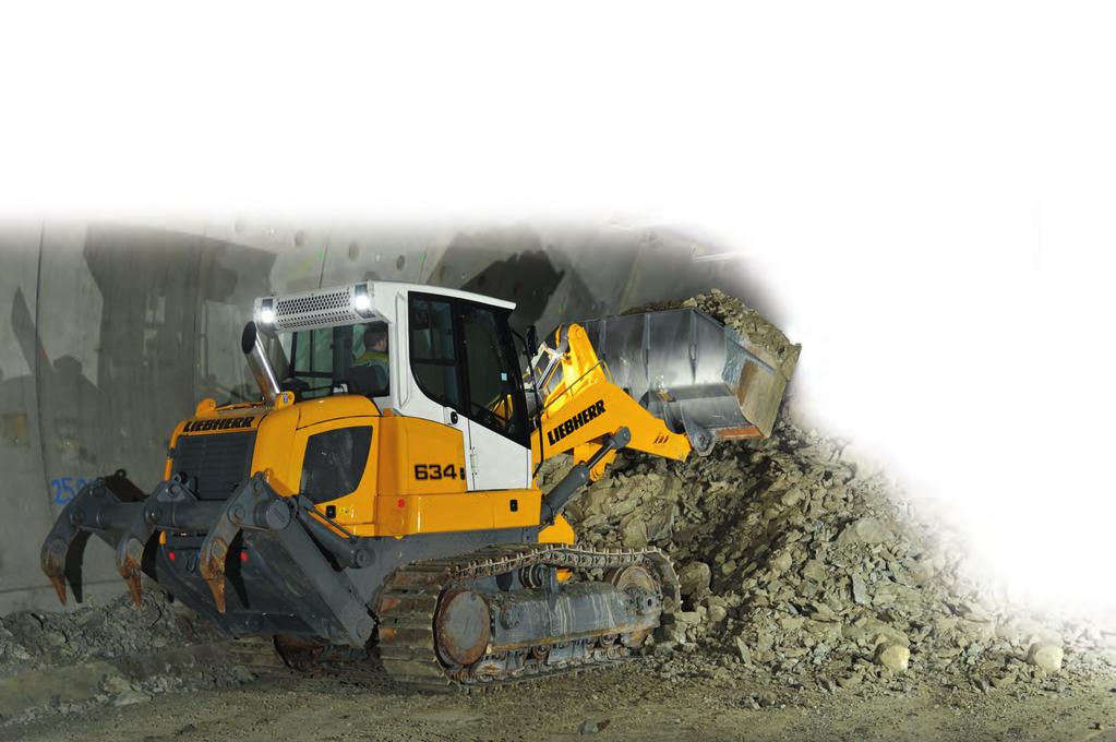 Economy with High Performance Liebherr crawler loaders provide impressive performance in tunnel operations thanks to their superb production capacity.