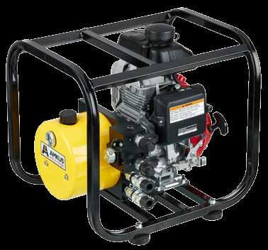 POWER UNITS GH2A-MC MINI POWER UNIT NFPA 1936 and EN13204 Compliant Gasoline powered 4-cycle Honda engine Easy to fill with large fill port on reservoir Includes spark arresting muffler Two tools can