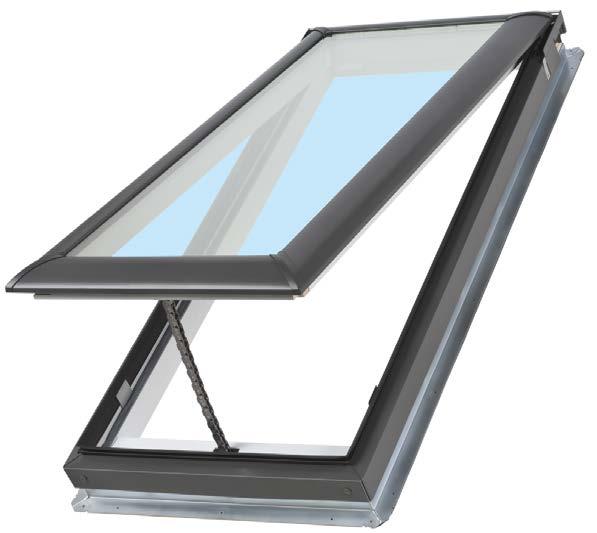 VELUX VS Manually operated top-hung skylights Provides the comfort and energy savings of free daylight and natural ventilation. White painted interior timber frame and sash.