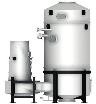 The layout of an Alfa Laval SO X scrubber is shown in Fig. 2.07. The scrubber consists of two parts, a jet scrubber and an absorber.