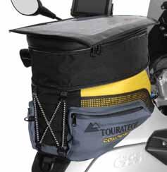 two clip-buckles at the front and the Velcro fastener at the back ensure the tank bag can be quickly attached to your bike and is held