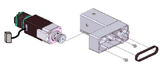 7) Install the new motor and temporarily tighten the tension adjustment bolts (encircled