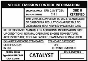 k.a. VECI label (vehicle emission control