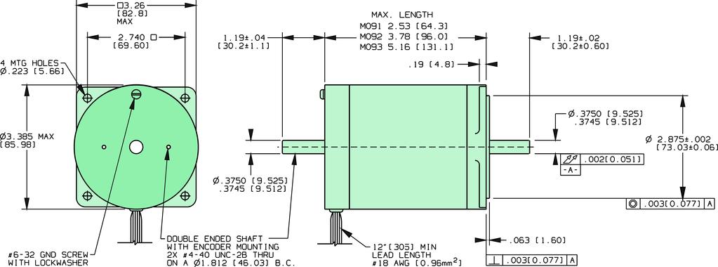 M9 SLO-SYN Motor Dimensions n Add E to model number for double ended shaft.