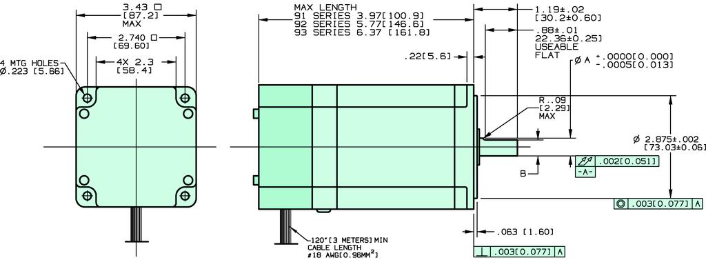 Dimensions KMWS9 Dimensions are shown in inches(mm) Shaft Dimensions A B KSWS91.375 (9.525).328 (8.33) KSWS22.375 (9.525).328 (8.33) KSWS93.5 (12.7).45 (11.43) KMWS91.5 (12.7).45 (11.43) KMWS92.5 (12.7).45 (11.43) KMWS93.