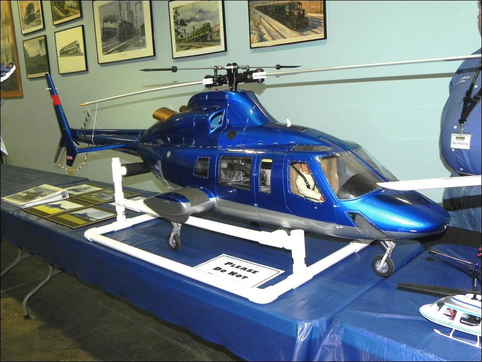 Not to be outdone by all of the ground-based and water-borne models, aviation modeling was amply represented by a collection of radio controlled model helicopters.